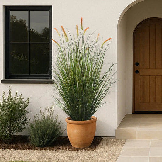 Artificial 14-Head Long Cat Tail with Curved Onion Grass Bonsai 79"H